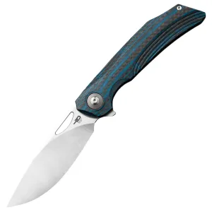 BESTECH KNIVES Falko 3.75in Linerlock Blue G10/Carbon Fiber Handle Folding Knife (BTKL01B)