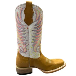 CORRAL Teens Circle G Embroidery Square Toe Tan/White Boots (J7125-TN)