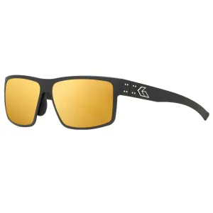 GATORZ EYEWEAR Rig Black Frame w/ Silver Logo and Rose Optimized Polarized/Gold Mirror Lens Sunglasses (GZ-14-050)