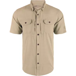 DRAKE Wingshooter Trey Timber Wolf Khaki Cross Hatch Short Sleeve Shirt (DS2625-TWF)