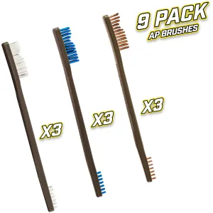 OTIS 9 Pack 3 Nylon/3 Blue Nylon/3 Bronze AP Brushes (IP-316-9-BBN)