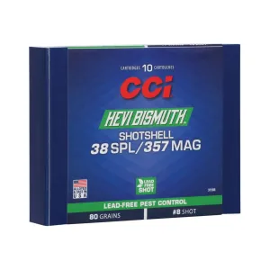 CCI HEVI-Bismuth 38Spl/357 Mag #8 Shot 80 Grain 10rd Shotshells (3738B)