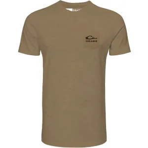 DRAKE Men's Old School Oval Logo Savannah Tan Light Heather Short Sleeve T-Shirt (DT9600-STH)
