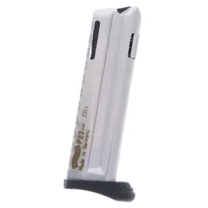 WALTHER P22Q .22LR 10rd Nickel-Plated Magazine with Finger Rest (512604)