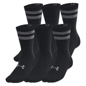 UNDER ARMOUR Unisex Essential 6-Pack Black/Castlerock Crew Socks (1387058-001)