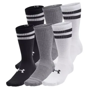 UNDER ARMOUR Unisex Essential 6-Pack White/Black Crew Socks (1387058-101)