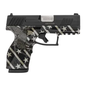 TAURUS GX2 9mm 3.38in 2x13rd Black Eagle/Stars/Stripes Single-Action Pistol (1-GX2931-EN1)