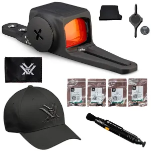 VORTEX Viper 3 MOA Shotgun Enclosed Micro Red Dot Sight w/ Lens Cleaning Pen and Men's Flexfit Cap (VPR-SGMRD3-E+LP-2+120-66-CHRLXL)