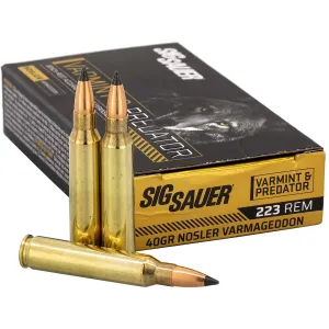SIG SAUER Varmint & Predator 223 Rem 40gr 20rd/Box Varmageddon Ammo (C223VP40-20)