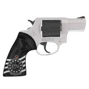 TAURUS 856 .38 Special 3in 6rd Stainless/Black Revolver w/ 1776 Engraved Wood Grips (2-85635-US3)