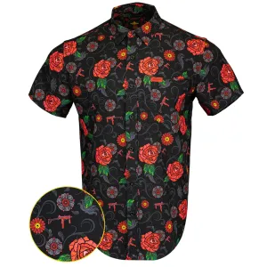 RETRO RIFLE Fiesta Red Button Up Short Sleeve Shirt (82297283)