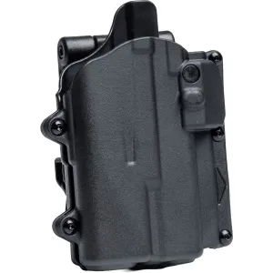 RAPID FORCE Level 2 Matte Black Right-Hand Compact Light Locking Belt Slide Holster for Glock 19/19X/19 MOS/45/45 MOS (R2-B-0057-BK-RH-CL-A0-B)