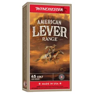 WINCHESTER AMMO American Lever Range 45 Colt 250gr Lead Flat Nose 50rd/Box Rifle Ammo (W45LCAL)