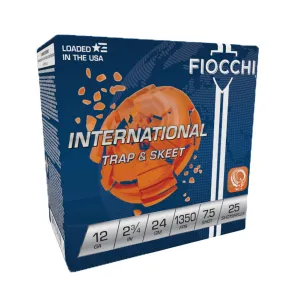 FIOCCHI International Trap & Skeet 12Ga 2.75in #7.5 Lead 25rd Box Shotshells (12IN2475)