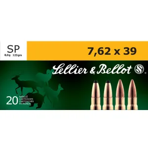 SELLIER & BELLOT 7.62x39mm 123 Grain SP Ammo, 20 Round Box (SB76239B)