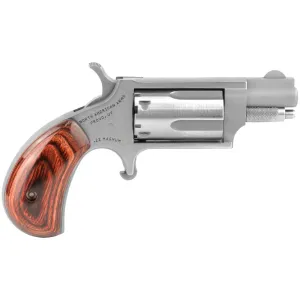 NORTH AMERICAN ARMS Mini 22 WMR 1.125in 5rd Wood Grips Stainless Revolver (NAA-22MS)