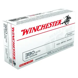 WINCHESTER USA 380 ACP 95gr Full Metal Jacket Ammo 50 Round Box (Q4206)