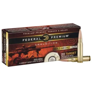 FEDERAL Gold Medal 223 Remington 73Gr Berger BT Target Rifle Ammo (GM223BH73)