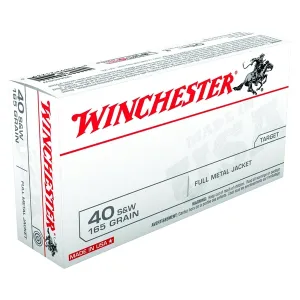 WINCHESTER USA .40 S&W 165 Grain FMJ 50rd Box Ammo (USA40SW)