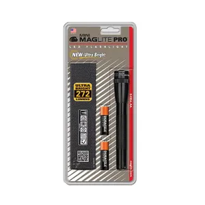 MAGLITE Mini PRO+ Black LED Flashlight w/ Holster (SP2PO1H)