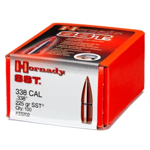 HORNADY 338 Cal 225Gr SST 100Rd Box Bullets (33202)