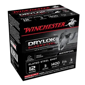 WINCHESTER DryLok Super Steel 12Ga 1-1/4oz 3in #3 25rd Box Shotshells (XSV1233)