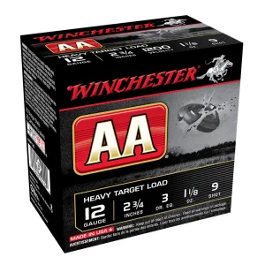 WINCHESTER AA 12Ga 1 1/8oz 2.75in #9 Lead Shot 25rd Box Shotshells (AAM129)