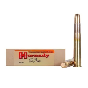 HORNADY Dangerous Game 470 Nitro Express 500 Grain DGS Ammo, 20 Round Box (8264)