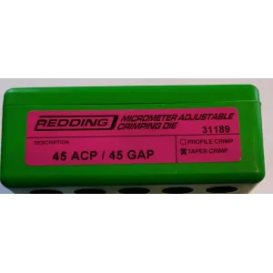 REDDING 45 ACP-45 GAP Micro Adjust Taper Crimp Die (31189)