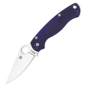 SPYDERCO Para Military 2 G-10 Dark Blue Handle PlainEdge Folding Knife (C81GPDBL2)