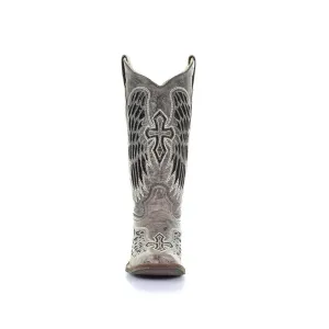 CORRAL Womens Brown Black Wing and Cross Square Toe Boot (A1197-LD)