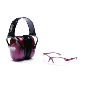 HOWARD LEIGHT Shooting Combo Kit, Earmuff Dusty Rose, Clear Glasses (1727)