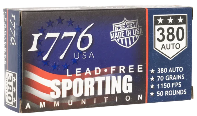 1776 USA Lead Free Sporting Brass .380 ACP 70-Grain 50-Rounds LFB