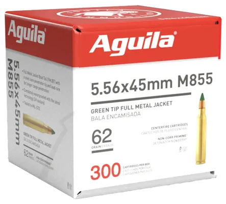 Aguila Green Tip M855 Bulk 5.56 NATO 62-Grain 300-Rounds FMJGT