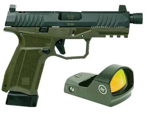 Arex Delta M Tactical OD Green 9mm 4.6 Threaded Barrel 17-Rounds w/ Crimson Trace Red Dot