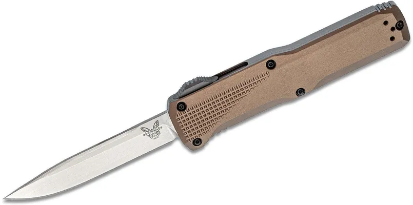 Benchmade Phaeton DLC DA OTF Knife - 3.45 Plain Drop-Point Blade with Reversible Carry Clip