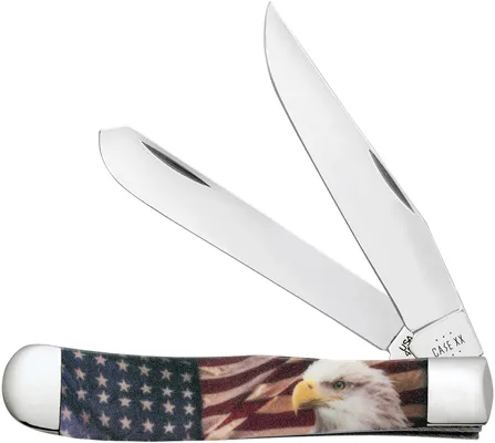 Case XX Patriot Trapper Red / White / Blue 3.24 / 3.27 Plain Edge Clip Point / Spey Tru-Sharp SS Blade