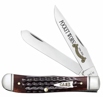 Case XX Pocket Worn Trapper Mahogany Mini Bone 2.75 Clip Point and Spey Blade