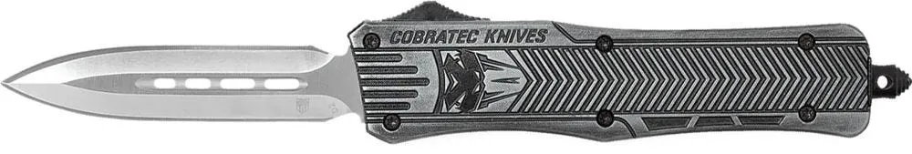 CobraTec Knives CTK-1 Stone Washed Out The Front Automatic Knife - 3 Plain Edge Dagger D2 Blade