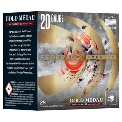 Federal Gold Medal Paper 20 GA-2.75 #7.5 Shot 7/8 oz 25-Rounds