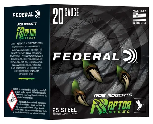 Federal Rob Roberts Raptor 20 GA-3 #4 Steel Shot 25-Rounds