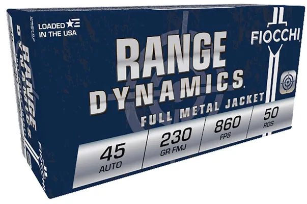 Fiocchi Range Dynamics Brass .45 ACP 230-Grain 50-Rounds FMJ