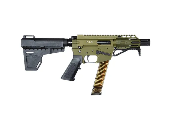 Freedom Ordnance FX9P Black / OD Green 9mm 4 Barrel 31-Rounds w/ KAK Shockwave Brace
