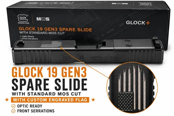 Glock G19 Slide for G19 Gen3/MOS/FS Silver Distressed Flag