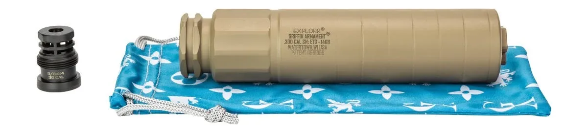 Griffin Armament Explorr Flat Dark Earth .30 Caliber Suppressor 5/8x24 w/ Taper Mount
