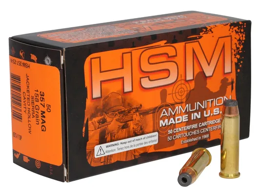 HSM PRO PISTOL 357 MAG 158GR JACKETED HOLLOW CAVITY 50 ROUNDS PER BOX