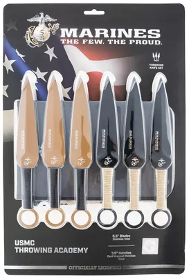 MTech USA USMC Throwing Academy Fixed Knife - 6.50 Plain Stainless Steel Blade