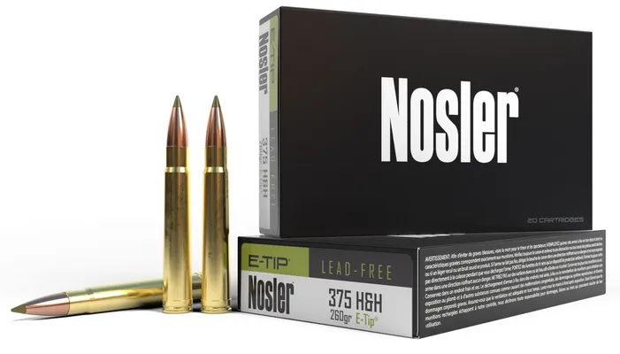 Nosler 40395 E-Tip Lead Free 375 Holland & Holland Magnum 260 Grain 20 Rounds