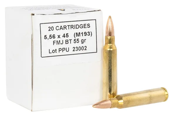 PPU Metric Rifle Ammo Brass 5.56 55 Grain 1000-Rounds FMJBT Bulk