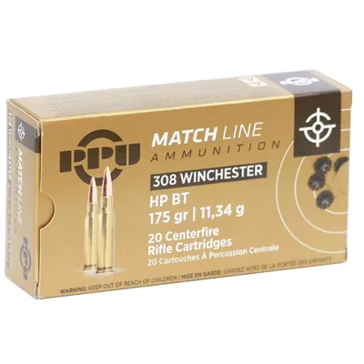 PPU Match Rifle Ammo 308 Win 175-Grain 20-Rounds Hollow Point Boat Tail